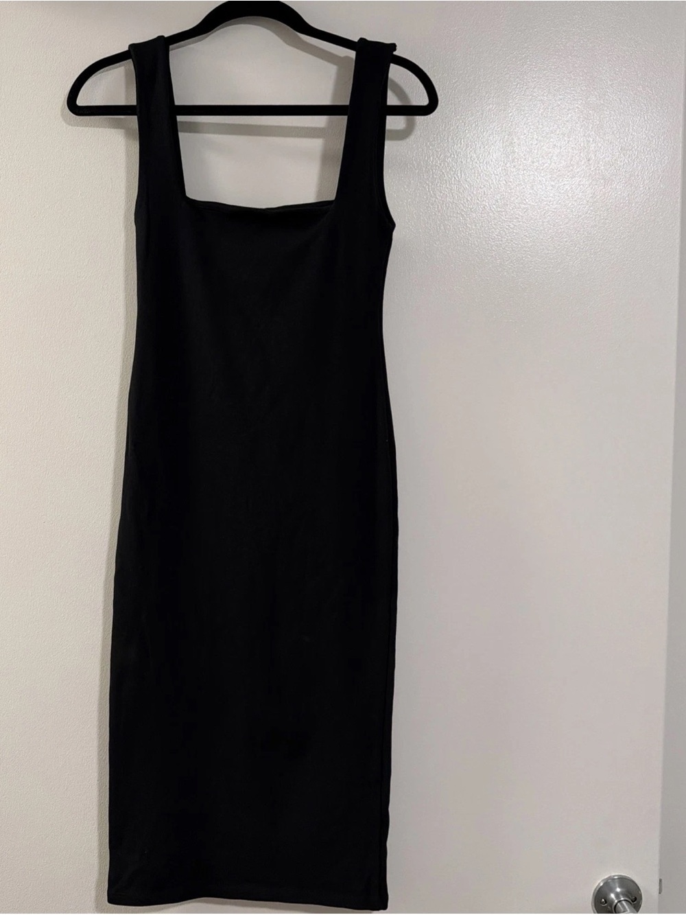 Zara Black Square-Neck Slim Mini Dress